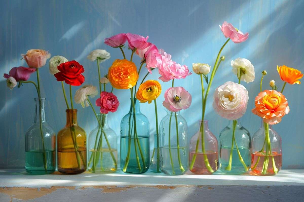 flowers in small vases