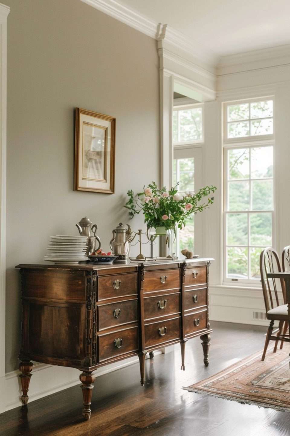vintage sideboard in a dining room